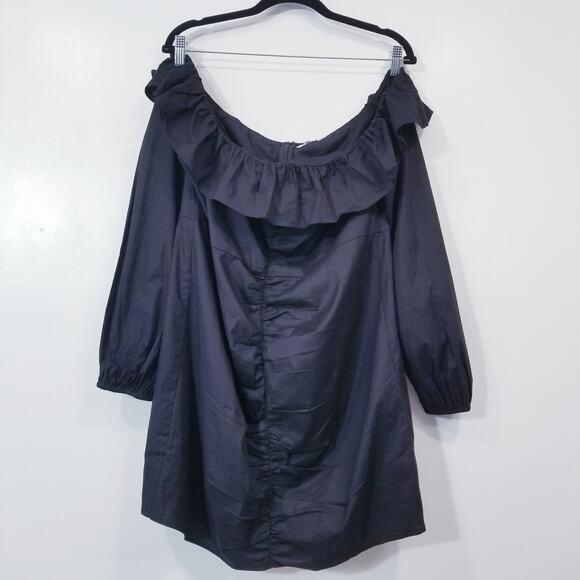 Tularosa Black Ruffle Zuri Mini Dress Off Shoulder Long Sleeves - Picture 3 of 12